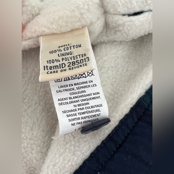 L.L. Bean Men’s Navy Blue Flannel Cotton Fleece Lined Button Up Jacket Size XL - Picture 10 of 13